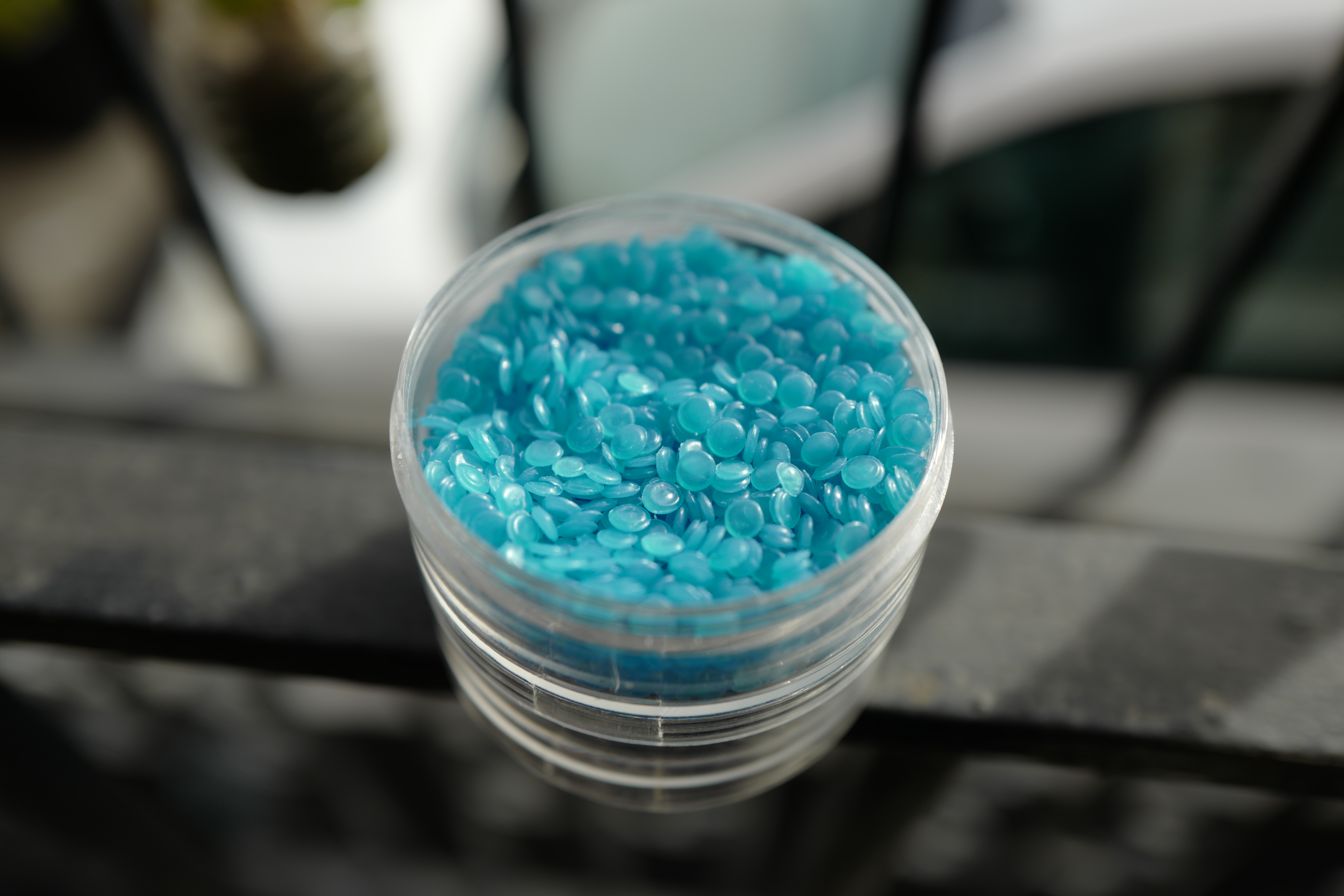 Reprocessed pellets — teal